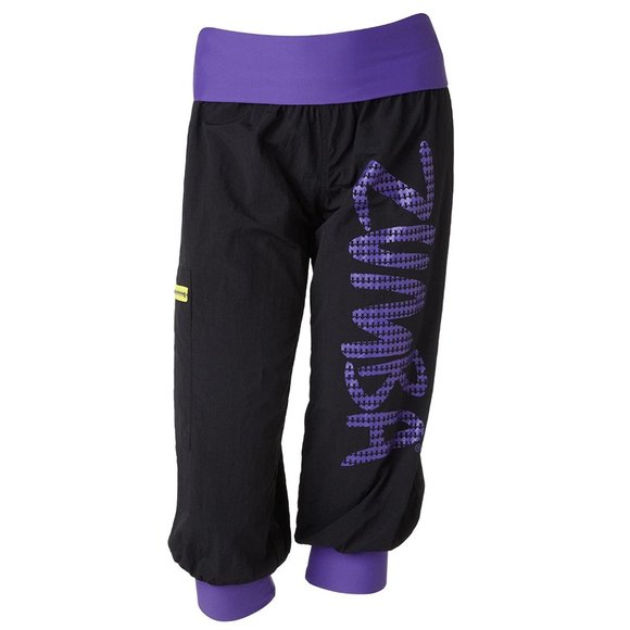 Zumba Fitness Pants - Zumba Cargo Capri Pants Black & Purple Size M